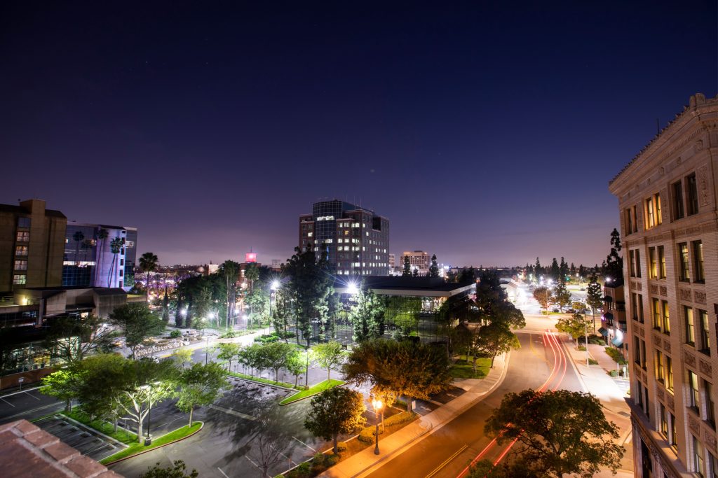 image of anaheim california at night where you can see all the city lights